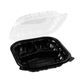 Plastic 9x9 (3prt) Clear Lid Hinged Black Container