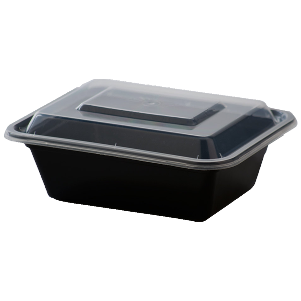 16oz Rectangular Black Meal Prep Containers