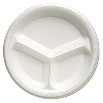 White Styrofoam 10" Plates (3-prt)