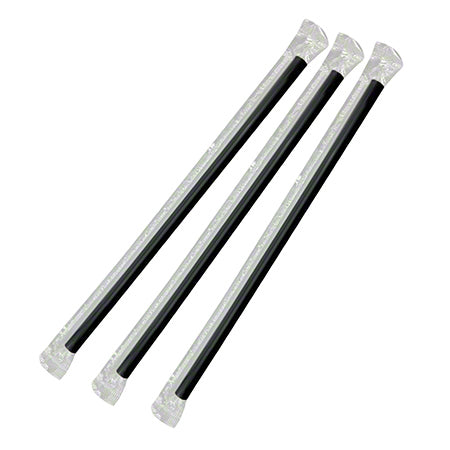 Plastic Clear Wrapped 7.75" Straws - Black