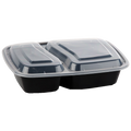 32oz Rectangular Black 2-part Meal Prep Containers