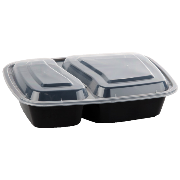 32oz Rectangular Black 2-part Meal Prep Containers