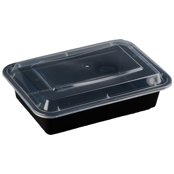 38oz Rectangular Black Meal Prep Containers