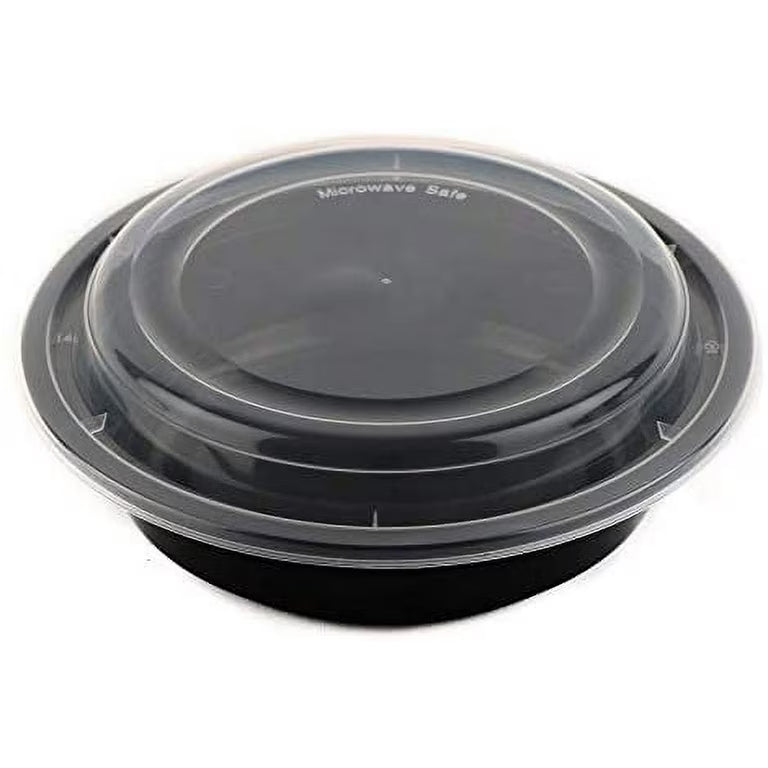 32oz Round Black Meal Prep Containers