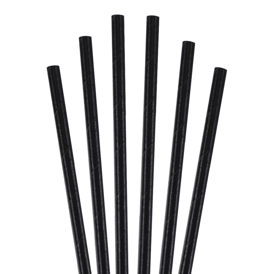 10" Jumbo Black Clear Wrapped Drinking Straws